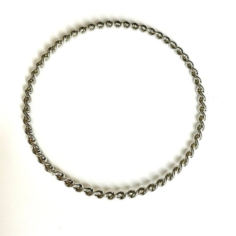 Silver Tone Minimalist Twisted Bracelet